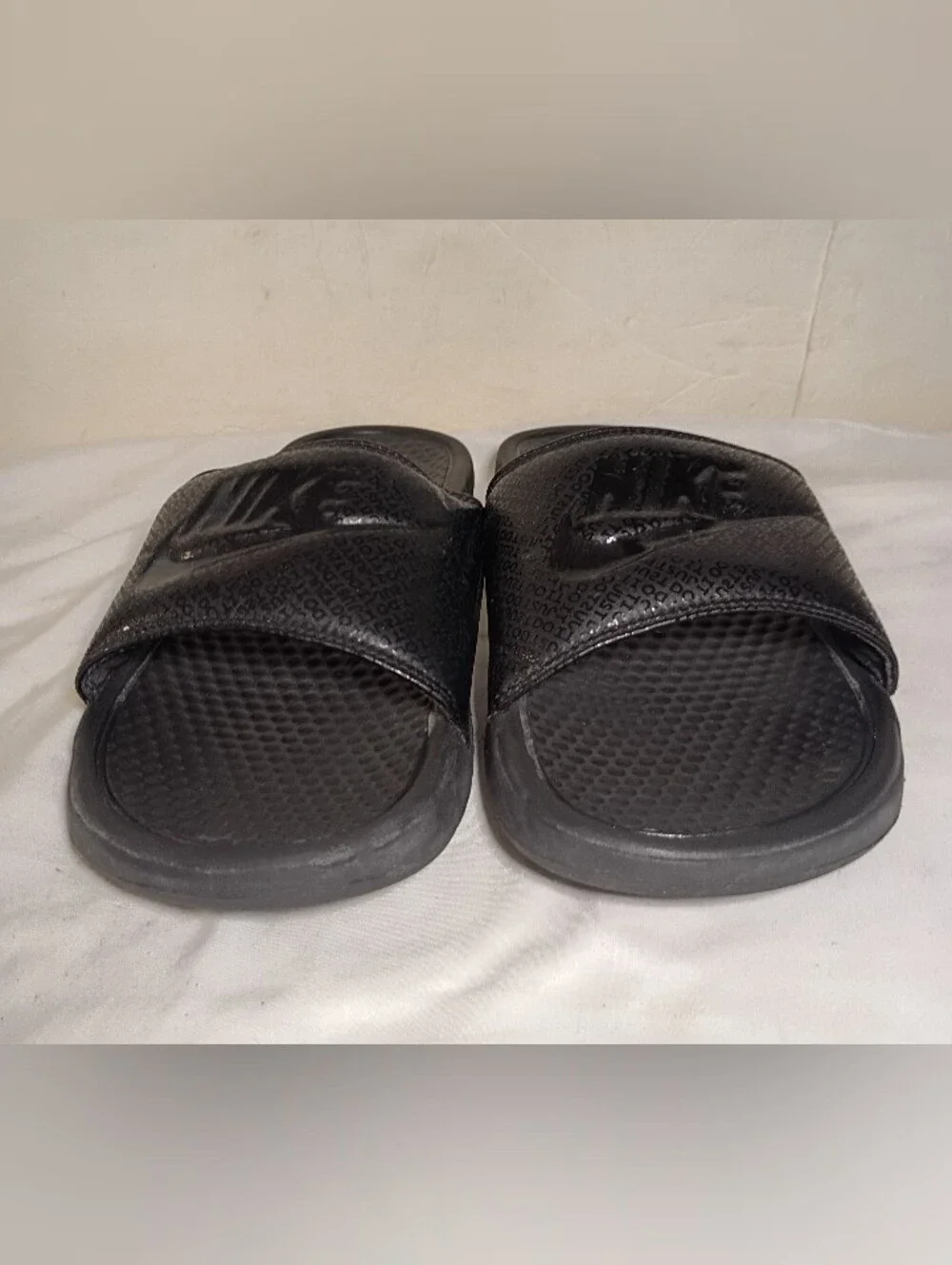 Nike Benassi JDI Slides All Black Sketch Print Men’s Size 11
